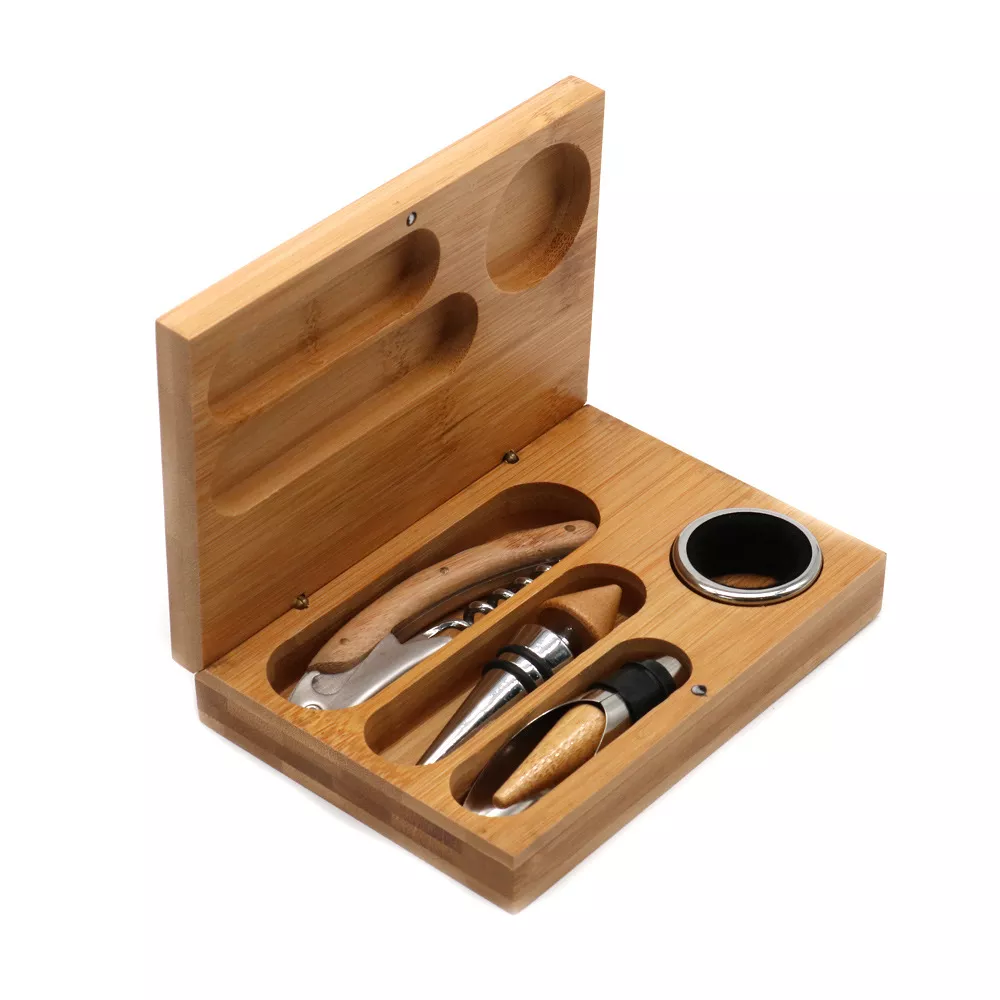 Wine Box with 4 Wine Accessories Set - Image 4