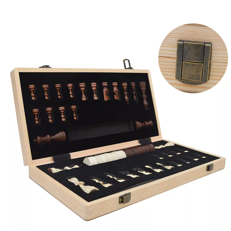 Wooden chess checkers set - Image 2