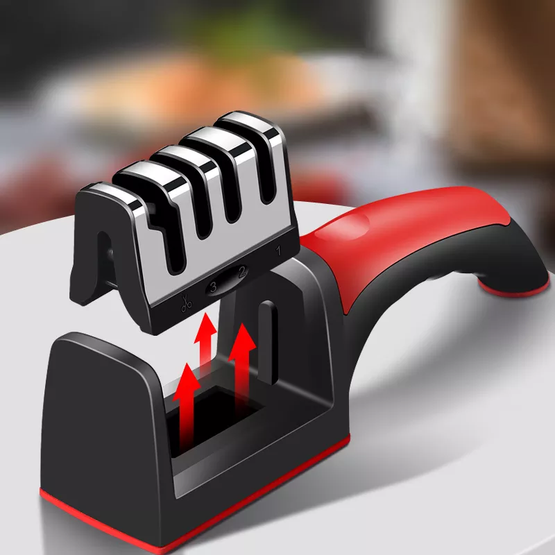 4-in-1 Kitchen Chef Knife Scissors Sharpener for Straight & Serrated Knives - Image 5