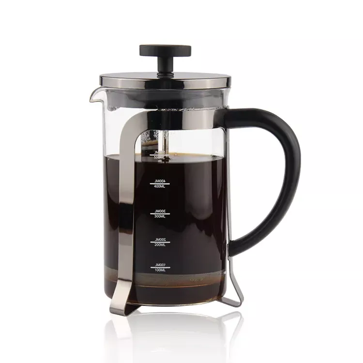 Stainless Steel Glass Material Electroplating Grey Color Coffee French Press Pot - Image 3