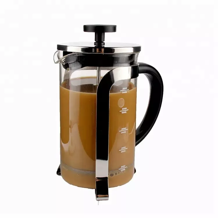 Stainless Steel Glass Material Electroplating Grey Color Coffee French Press Pot - Image 4