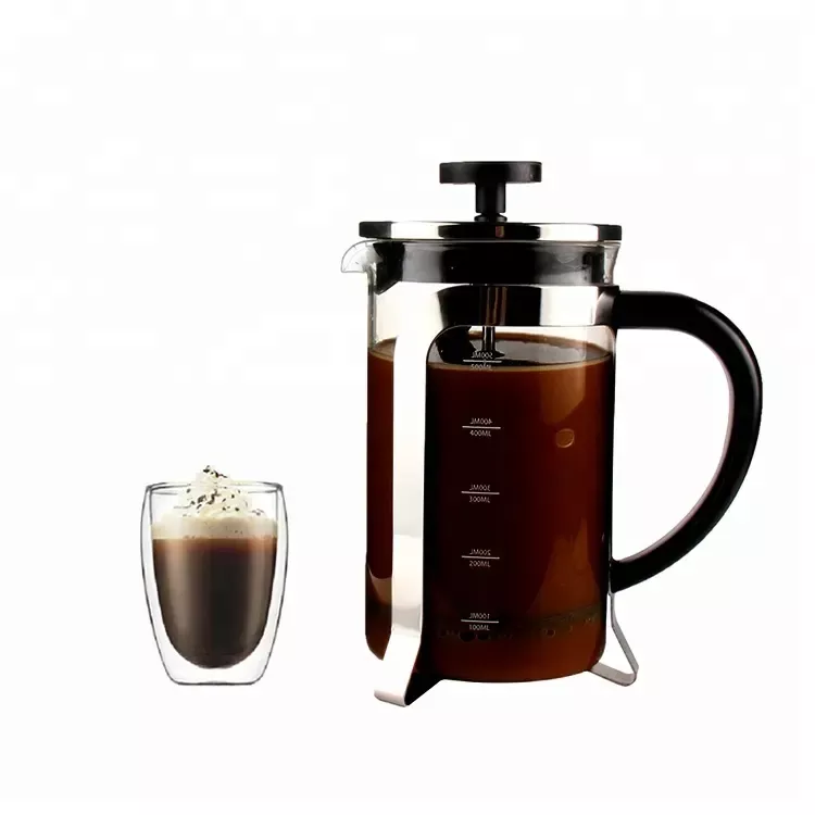 Stainless Steel Glass Material Electroplating Grey Color Coffee French Press Pot - Image 2