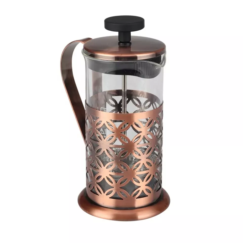 Copper Color Stainless Steel Material French Press With Borosilicate Glass - Image 3