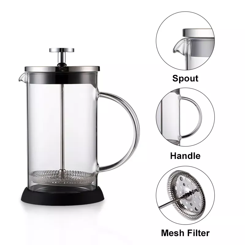 Eco-Friendly Coffee Filter System Glass And Stainless Steel French Press Coffee Maker - Image 3